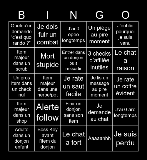 Zelda oot randomizer Dessgui Bingo Card