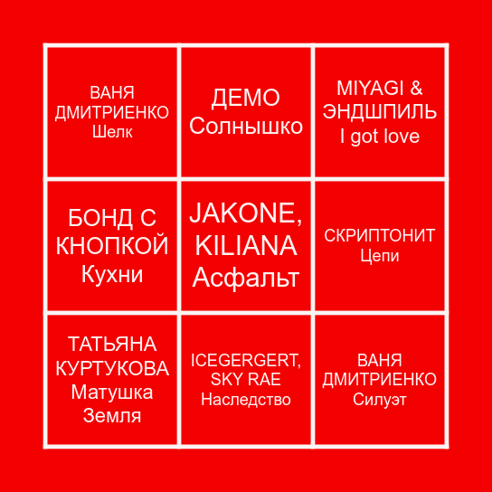 АЛЬФА БУДУЩЕЕ НОЧЬ Bingo Card
