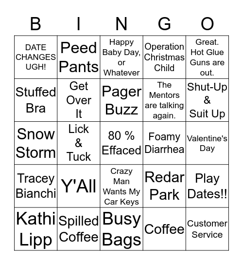 MOPS BINGO Card