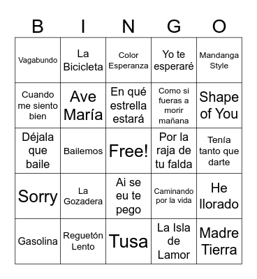 Bingo musical Bingo Card