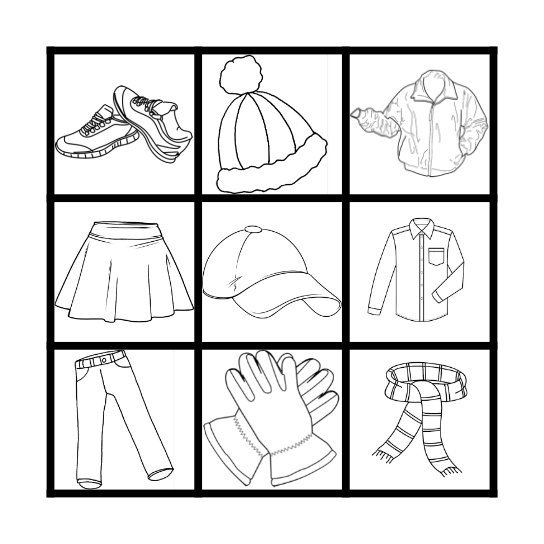 Clothes, clothes, clothes! Bingo Card