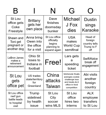 The World is F’d Bingo Card