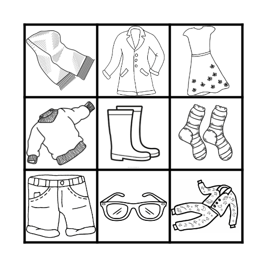 Clothes, clothes, clothes! Bingo Card