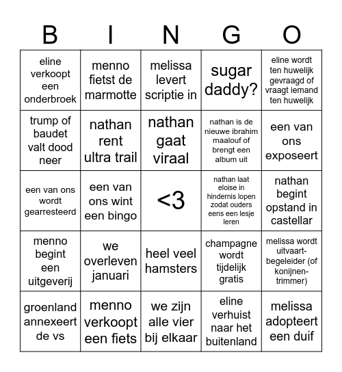 2026 Bingo Card