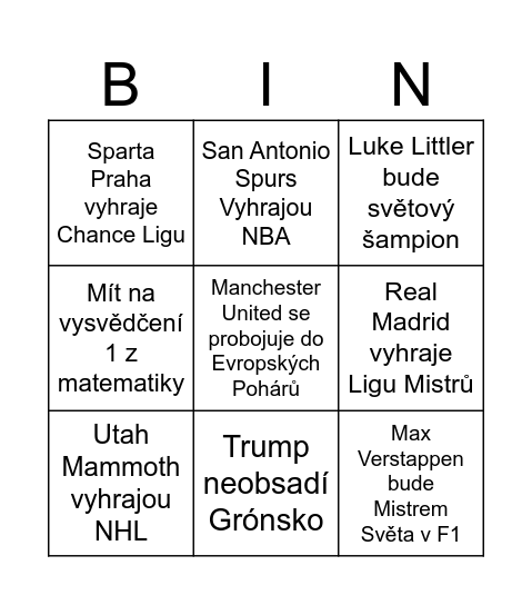 Bingo karta na rok 2026 Bingo Card