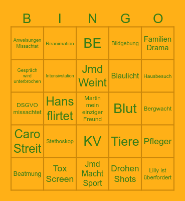 Bergdoktor Bingo Card