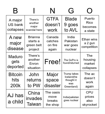 Max Bingo Card