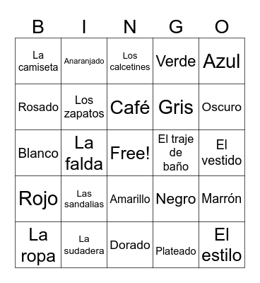 Estilo & Color Bingo Card