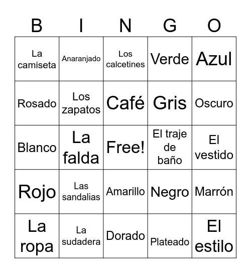 Estilo & Color Bingo Card