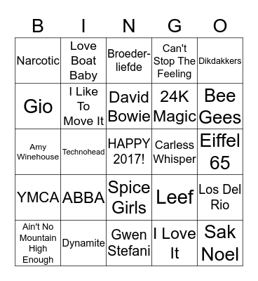 New Years Eve DISCO Bingo Card