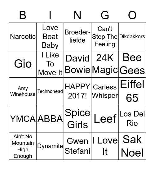 New Years Eve DISCO Bingo Card