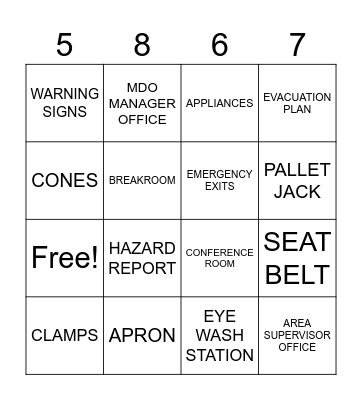 SAFETY AWARENESS MONTH Bingo Card