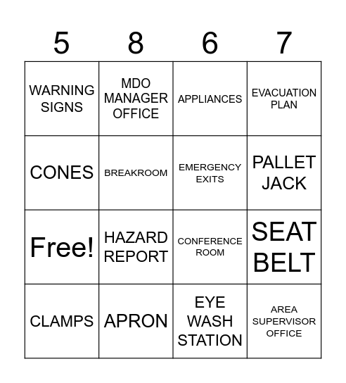 SAFETY AWARENESS MONTH Bingo Card