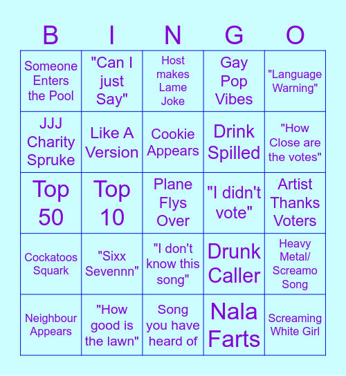 JJJ HOTTEST 100 OF 2025 Bingo Card
