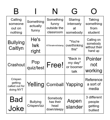 History Bingo Card