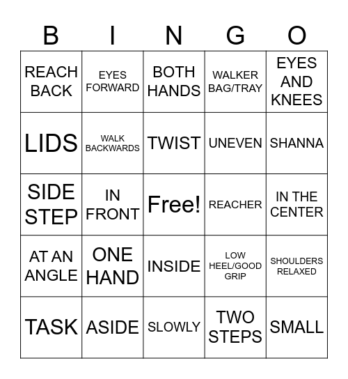 WALKER SAFETY BINGO Card