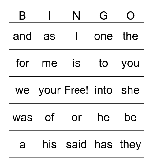 1st Grade Trick Word Bingo Unit 1-4 Bingo Card