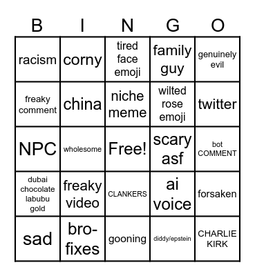 YOUTUBE SHORTS Bingo Card