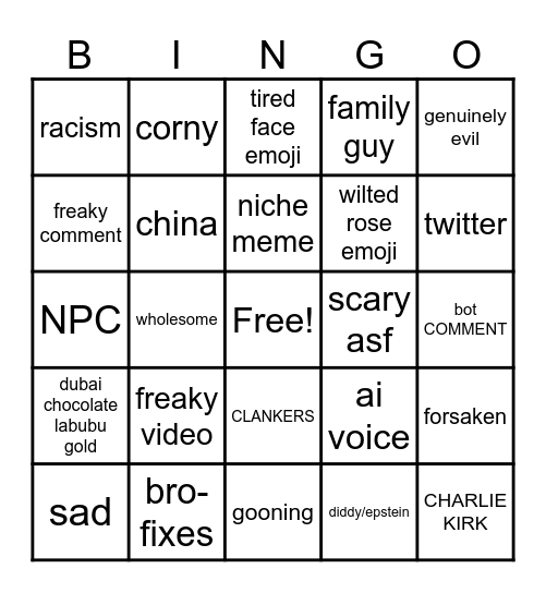 YOUTUBE SHORTS Bingo Card
