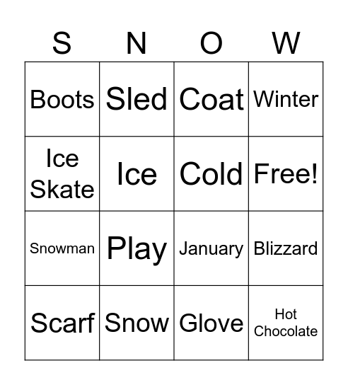 ASL Snowy BINGO Card