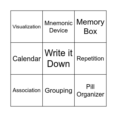 Memory Bingo Card