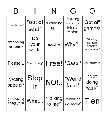 Landon Bingo Card