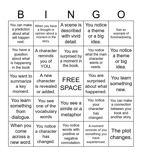 Take a sticky note when... Bingo Card