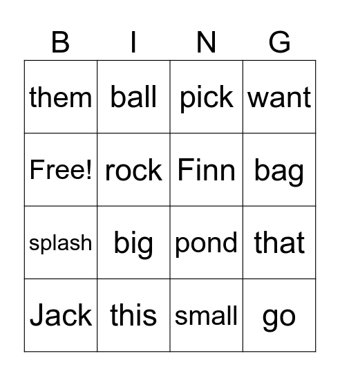 UFLI 46 Story Words Bingo Card