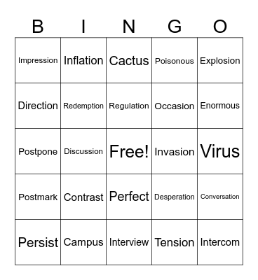 January 26 2 Bingo Card