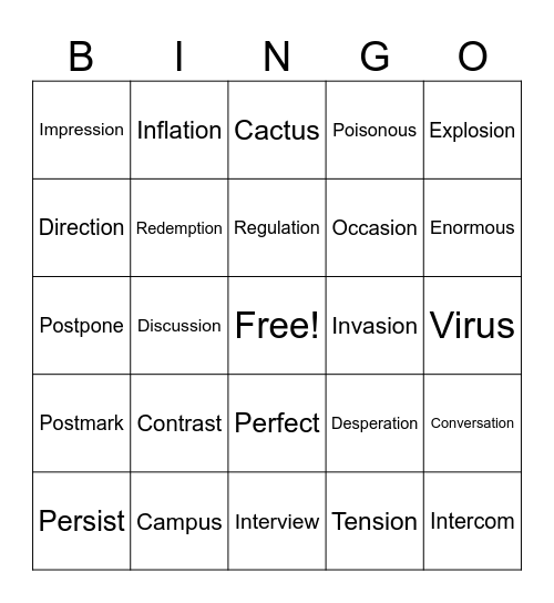 January 26 2 Bingo Card