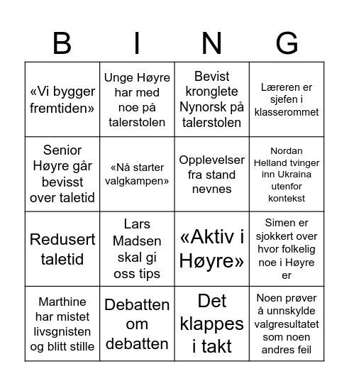 Årsmøte bingo Card