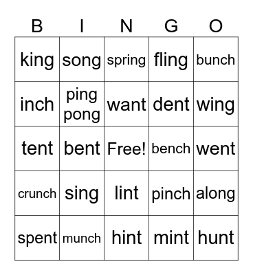 nch, ng, nt blend Bingo Card