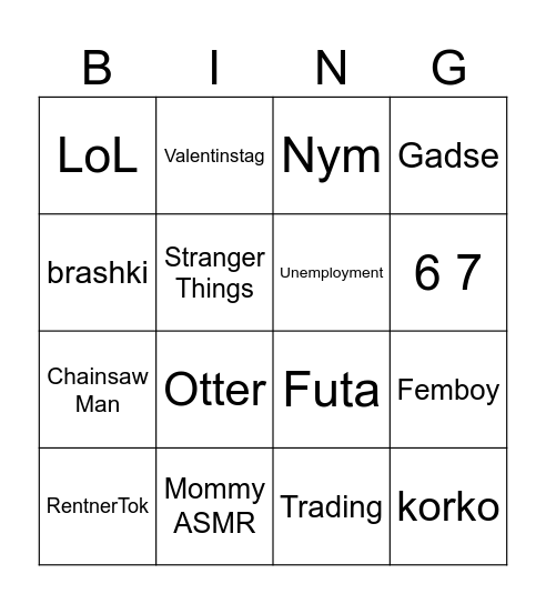 Christoph TikTok Bingo Card