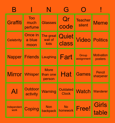 Class bingo Card