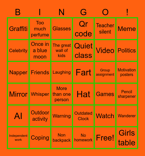 Class bingo Card