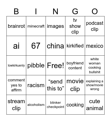 instagram reels bingo Card