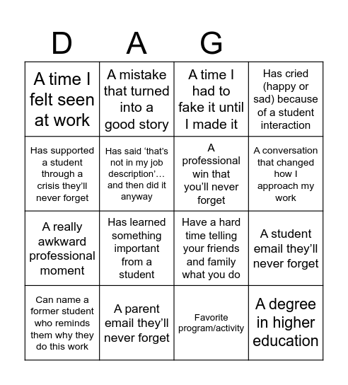 SSC/SDE/SEE Bingo! Bingo Card