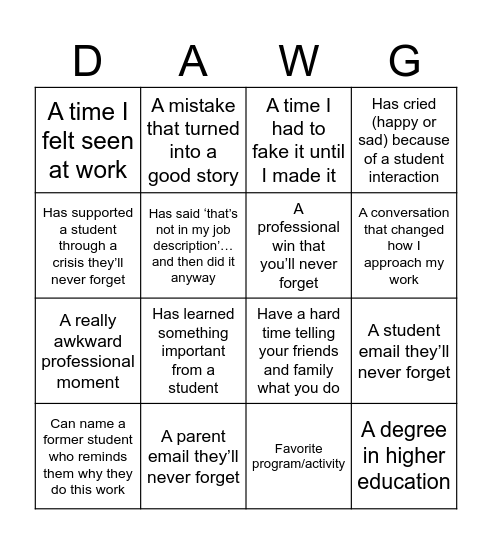 SSC/SDE/SEE Bingo! Bingo Card