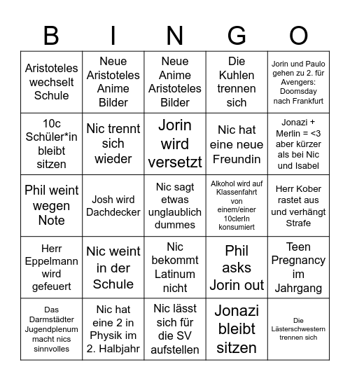 2026 Predictions Bingo Card