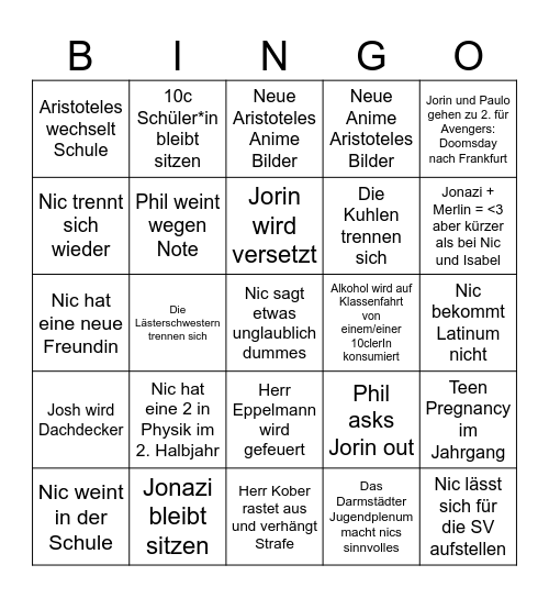 2026 Predictions Bingo Card