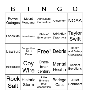 CNN 10 1/23/26 Bingo Card