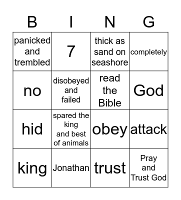 Saul  Disobeys  God Bingo Card