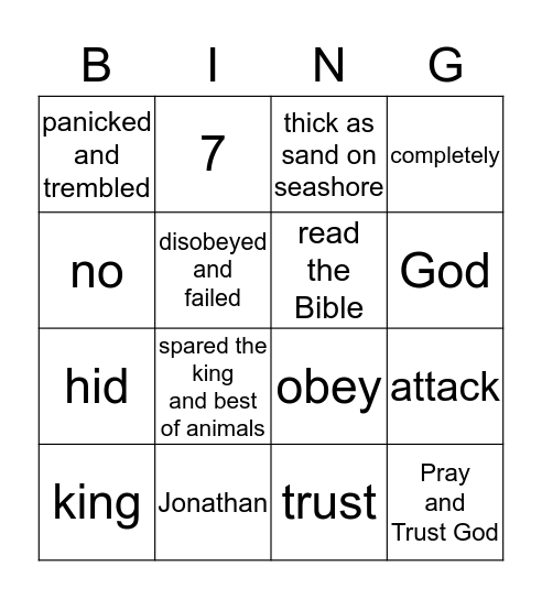 Saul  Disobeys  God Bingo Card