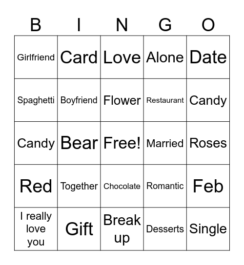 ASL Valentine Vocab Bingo Card
