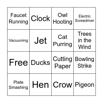 Guess the Sound Bingo Card