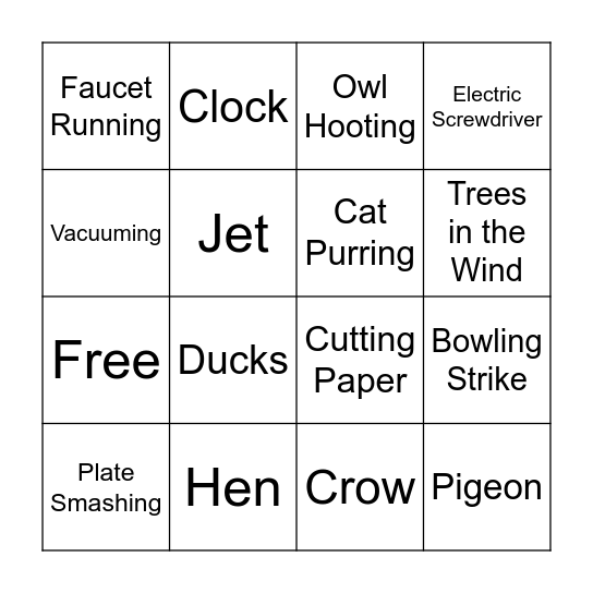 Guess the Sound Bingo Card