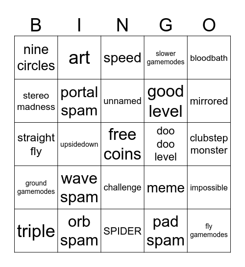 gd Bingo Card