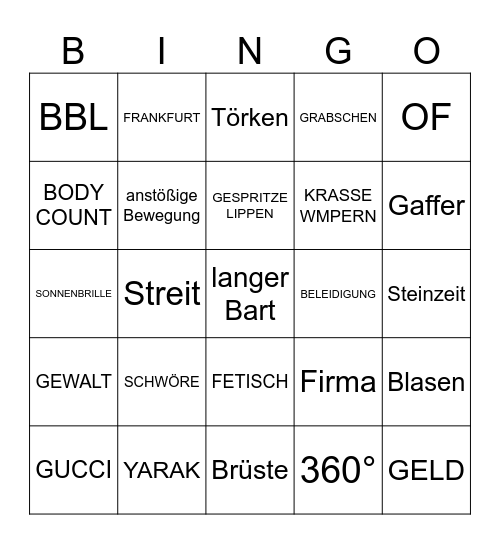 DINNER TINDER Bingo Card