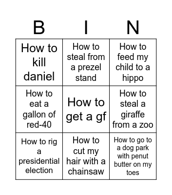 GPT weird things Bingo Card