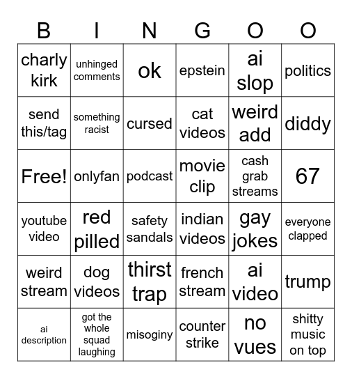 tiktok bingo Card